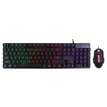 Set gaming tastierë dhe maus Spacer SP-GK-01, me kabllo USB, ndriçim RGB, i zi