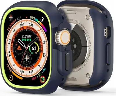 Mbrojtëse ore Dux Ducis Bamo për Apple Watch Ultra 49mm, PC i fortë, kornizë e ngritur, zi jeshile - 2