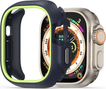 Mbrojtëse ore Dux Ducis Bamo për Apple Watch Ultra 49mm, PC i fortë, kornizë e ngritur, zi jeshile