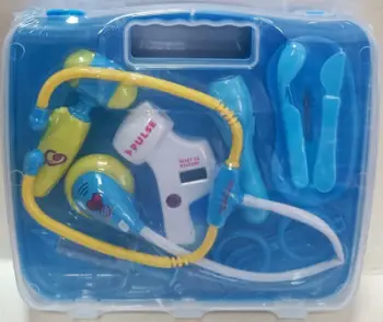 Set lojë doktori Small Doctor, me bateri, në valixhe plastike, blu rozë
