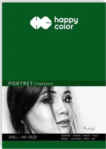 Bllok vizatimi Happy Color Pad Portrait Art, A4, 250g, 20 fletë, i bardhë