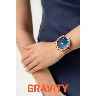Smartwatch Gravity GT5-7 Women, rrip silikoni dhe mesh, rozë gold - 2