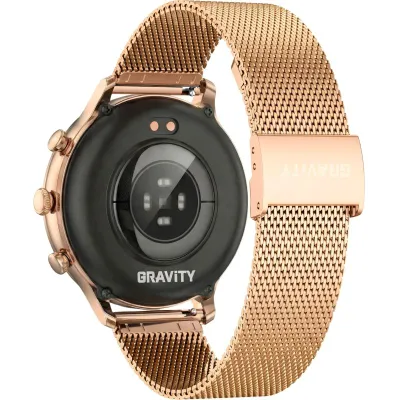 Smartwatch Gravity GT5-7 Women, rrip silikoni dhe mesh, rozë gold - 11