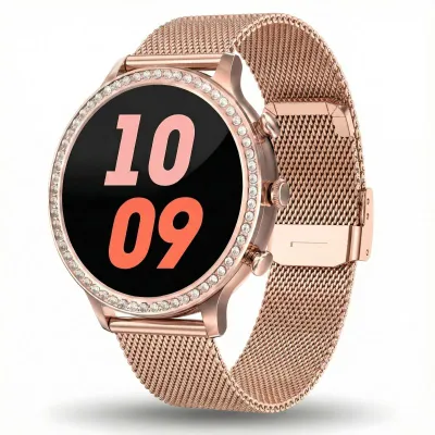 Smartwatch Gravity GT5-7 Women, rrip silikoni dhe mesh, rozë gold - 4
