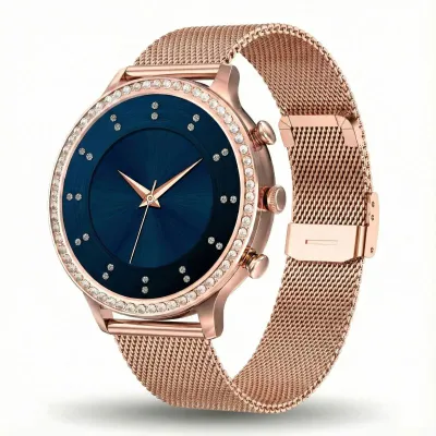 Smartwatch Gravity GT5-7 Women, rrip silikoni dhe mesh, rozë gold - 6
