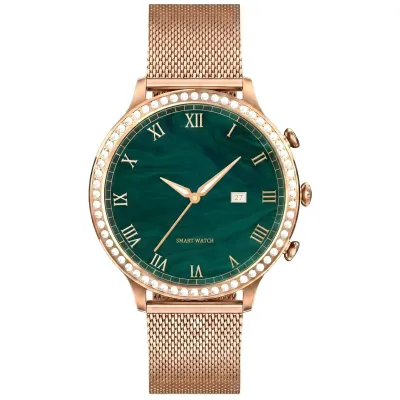 Smartwatch Gravity GT5-7 Women, rrip silikoni dhe mesh, rozë gold - 9