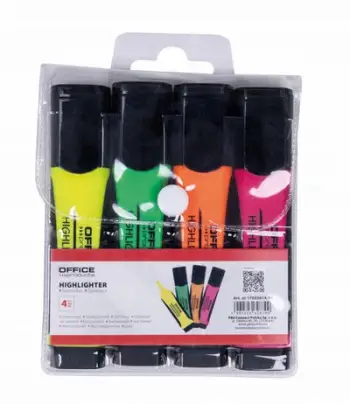 Set markera Office Products Highlighter, majë 5mm, 4 copë, shumëngjyrësh