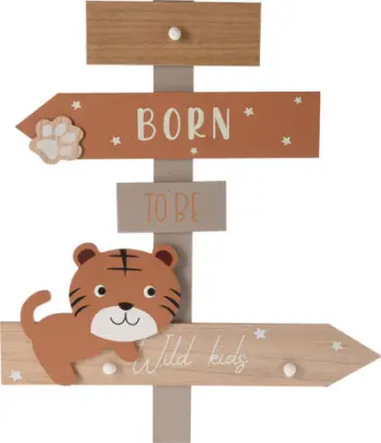 Varese rrobash për fëmijë Home Styling Collection Zoo Tiger, 3 vende, MDF, shumëngjyrëshe