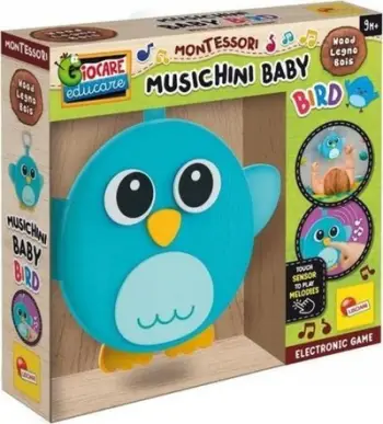 Lodër muzikore druri Lisciani Montessori Musichini Bird, me sensor prekjeje, shumëngjyrëshe