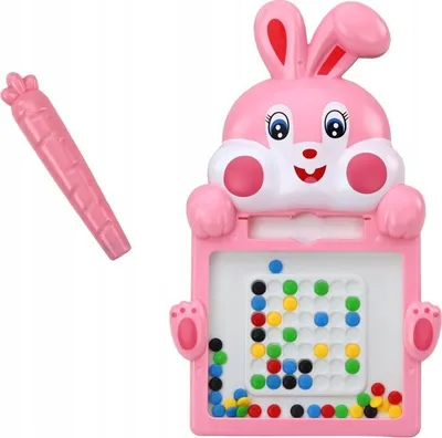 Tabelë magnetike për fëmijë Lean Toys Bunny 17784, 7 shabllone, rozë - 1
