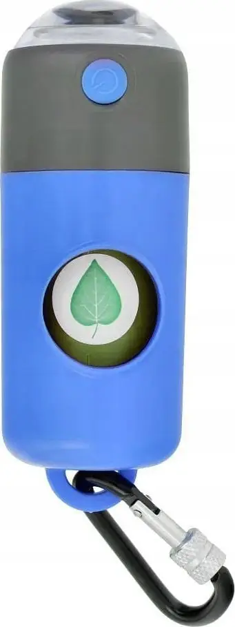 Dispenser për qese të qenit LLFG24033, me karabinë, me dritë LED, i kaltër