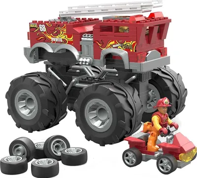 Set ndërtimi MEGA Hot Wheels 5 Alarm Fire Truck Monster Truck, 284 pjesë, me figurë, shumëngjyrëshe - 2