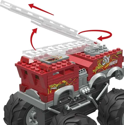 Set ndërtimi MEGA Hot Wheels 5 Alarm Fire Truck Monster Truck, 284 pjesë, me figurë, shumëngjyrëshe - 4