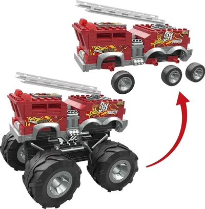 Set ndërtimi MEGA Hot Wheels 5 Alarm Fire Truck Monster Truck, 284 pjesë, me figurë, shumëngjyrëshe - 5