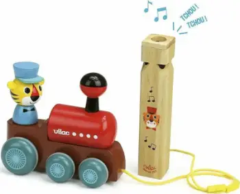 Lodër druri tren Vilac Train Trainer, për fëmijë 12m+, shumëngjyrëshe
