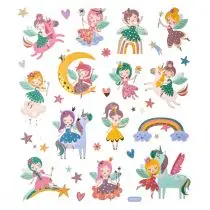 Stickerë me shkëlqim Djeco Fairies, set 28 copë, shumëngjyrësh
