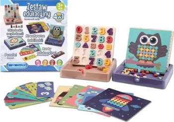Set edukativ E-Edu Artyk 4 në 1, puzzle dhe tabela numrash, shumëngjyrësh