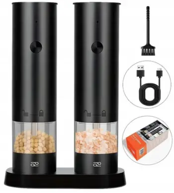 Mulli elektrik për kripë dhe piper PROMIS MP34 DUO, set 2 copë, USB C, i zi