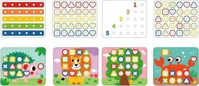 Lodër Montessori Tooky Toy Rainbow Stacking Peg, puzzle druri, forma dhe ngjyra shumëngjyrëshe - 5