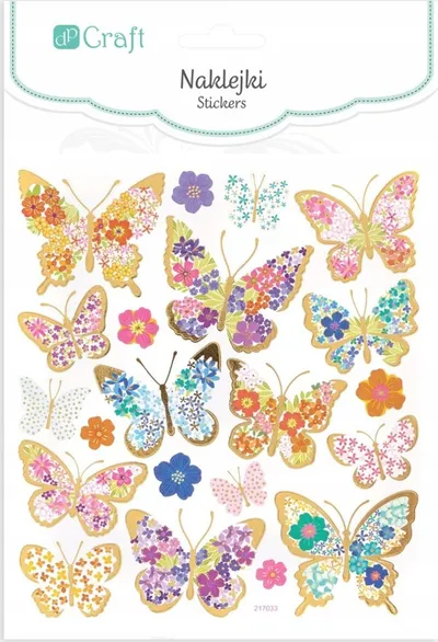 Ngjitësa dekorative Dalprint Butterflies, efekt shkëlqimi, fletë 10 x 24 cm, shumëngjyrëshe - 2