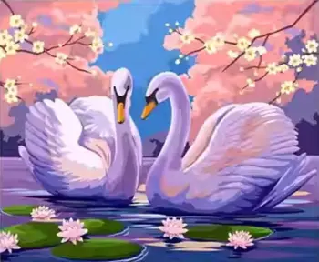 Set mozaik me diamante Norimpex Diamond Swans 2000170, 30x40cm, 5D, shumëngjyrësh