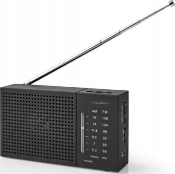 Radio portative Nedis FM AM, 1.5W, me kufje, e zezë