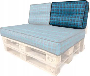 Jastëk mbështetës për divan paletesh HOBBYGARDEN, 60x40 cm, pambuk oxford, BLUE CHECK