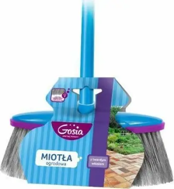 Fshesë kopshti Gosia Hard Garden Broom Set, bisht 130cm, fije plastike të forta, blu