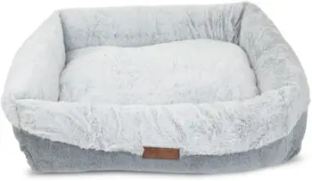 Shtrat për qen Barry King, 65×55×17 cm, me jastëk pelushi, gri