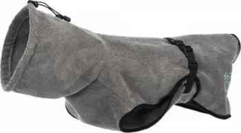 Rrobë banje për qen Trixie, S 40 cm, pëlhurë frote, gri