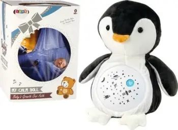 Lodër pelushi me drita dhe tinguj Leantoys Penguin, 31x22.5 cm, gri