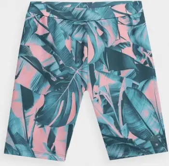 Leggins për vajza 4F Junior TTIGF050, të shkurtra, print tropikal rozë jeshil