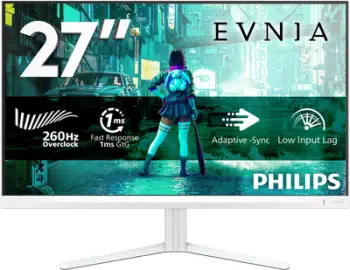 Monitor Philips Evnia 27", IPS 260Hz, 1ms, i bardhë