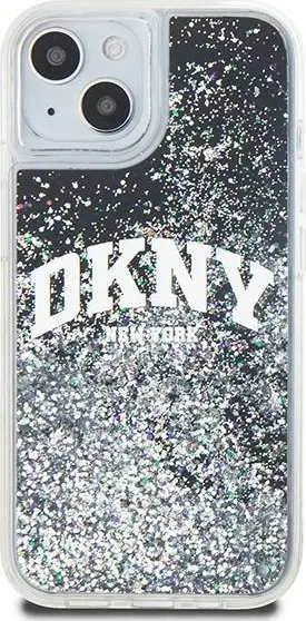 Mbulesë telefoni DKNY Liquid Glitter Arch Logo, për iPhone 15, plastike, e zezë