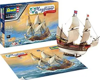 Set modeli plastik Revell Gift Set Mayflower 400th Anniversary 05684, shkalla 1:83, me ngjitës dhe bojëra