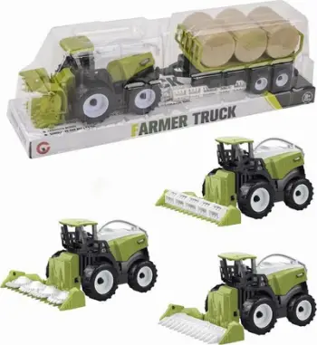Traktor lodër Maksik Farmer Truck 9978 6B, me rimorkio dhe bale, jeshil