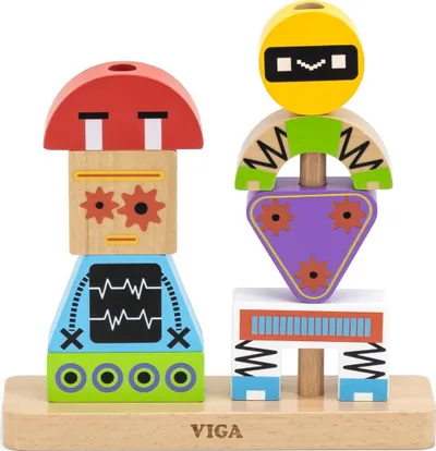 Blloqe druri Viga Robot, lodër edukative, shumëngjyrëshe - 1