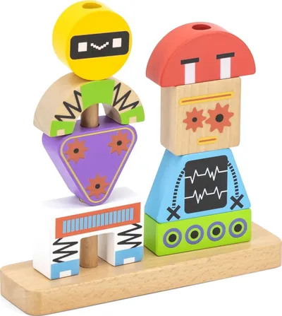Blloqe druri Viga Robot, lodër edukative, shumëngjyrëshe - 4
