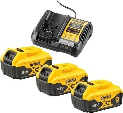 Set bateri dhe karikues DeWALT DCB1104P3 QW, 18V 5Ah Li Ion, prizë euro - 1