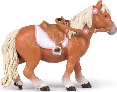 Figurë lodër Papo Shetland Pony with Saddle, plastikë, për koleksionistë, shumëngjyrëshe - 1