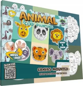 Set kreativ pikturimi Splat Planet Animals, kanavacë 30x40cm, argjilë me tharje në ajër