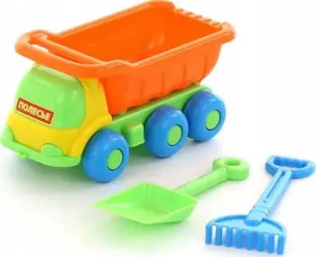 Set lodrash rëre Polesie Auto Plus 57051, kamion me dump, lopatë dhe grusht, shumëngjyrësh