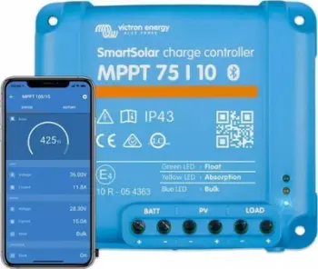 Kontrollues karikimi diellor Victron Energy SmartSolar MPPT 75/10, 12V 24V, Bluetooth, blu