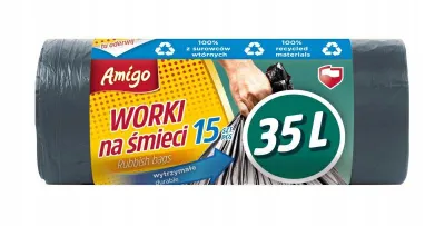 Qese mbeturinash Gosia Amigo, 35L, 15 copë, të zeza - 1