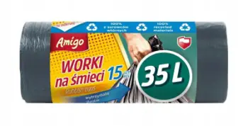 Qese mbeturinash Gosia Amigo, 35L, 15 copë, të zeza