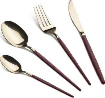Set bestekësh BERLINGERHAUS BH-3072, 24 copë, çelik inox, burgundy me ari
