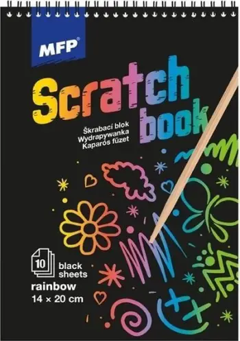 Set fletë vizatimi MFP Rainbow Scratch Card, 20x14 cm, 10 fletë, të zeza