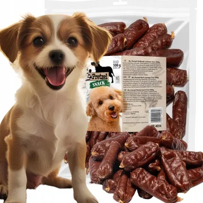 Shpërblim për qen Mr. Pretzel Beef Sausages, mish viçi, 500g - 3
