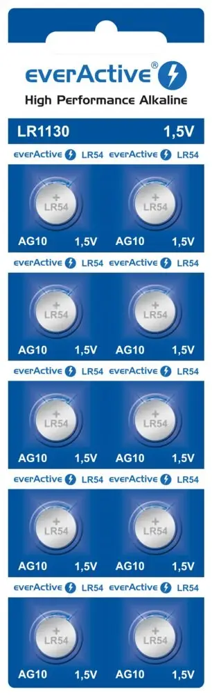 Bateri alkaline guaskë EverActive AG10 LR1130, 1.5V, paketim 10 copë