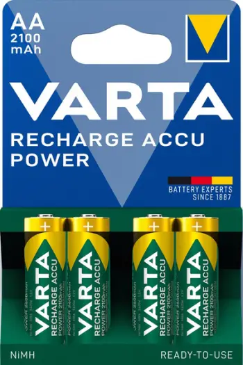 Bateri rikarikuese Varta AA NiMH, 1.2V, 2100mAh, jeshile